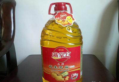 【家運(滿堂紅)壓榨花生芝麻調(diào)和油5L】價格_廠家_圖片